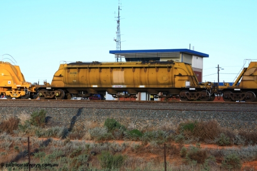 100601 8497
West Kalgoorlie, WN 510, pneumatic discharge nickel concentrate waggon, one of thirty units built by AE Goodwin NSW as WN type in 1970 for WMC.
Keywords: WN-type;WN510;AE-Goodwin;