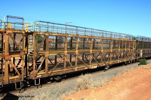 100603 8833
Parkeston, RMWY 34029 triple deck car carrying waggon, built by Comeng NSW in 1975 within the third batch of ten WMX type double deck car carrying waggons, re-coded to WMFX in 1979, converted to triple deck WMGF in 1989 then under National Rail leasing they became RMWY type.
Keywords: RMWY-type;RMWY34029;WAGR-Midland-WS;WMX-type;WMFX-type;WMGF-type;