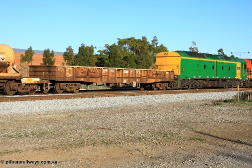 100609 09925
Midland, AOXY 33104, converted to carry nickel matte bulk bags, in WGL traffic. Built by WAGR Midland Workshops in 1969 as part of a batch of fifty eight WGX type open waggons, in 1981 to WOAX, in 1994 to ROAX, then AOAY type.
Keywords: AOXY-type;AOXY33104;WAGR-Midland-WS;WGX-type;WOAX-type;ROAX-type;