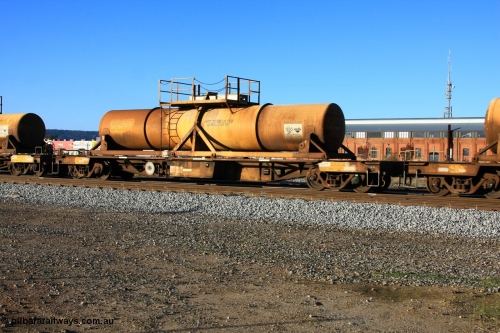 100609 09936
Midland, AQHY 30004 with sulphuric acid tank CSA 0015, originally built by the WAGR Midland Workshops in 1964/66 as a WF type flat waggon, then in 1997, following several recodes and modifications, was one of seventy five waggons converted to the WQH to carry CSA sulphuric acid tanks between Hampton/Kalgoorlie and Perth/Kwinana.
Keywords: AQHY-type;AQHY30004;WAGR-Midland-WS;WF-type;WFDY-type;WFDF-type;RFDF-type;WQH-type;