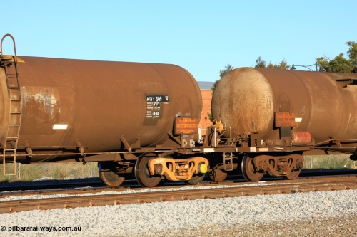 100609 09993
Midland, ATFY 509 fuel tank waggon built by Tulloch Ltd NSW in 1970 for Mobil WA as a WJF type, 96.24 kilolitres, 1 compartment and 2 domes. Recoded to WJFY, sold to BP Oil in 1985.
Keywords: ATFY-type;ATFY509;Tulloch-Ltd-NSW;WJF-type;WJFY-type;