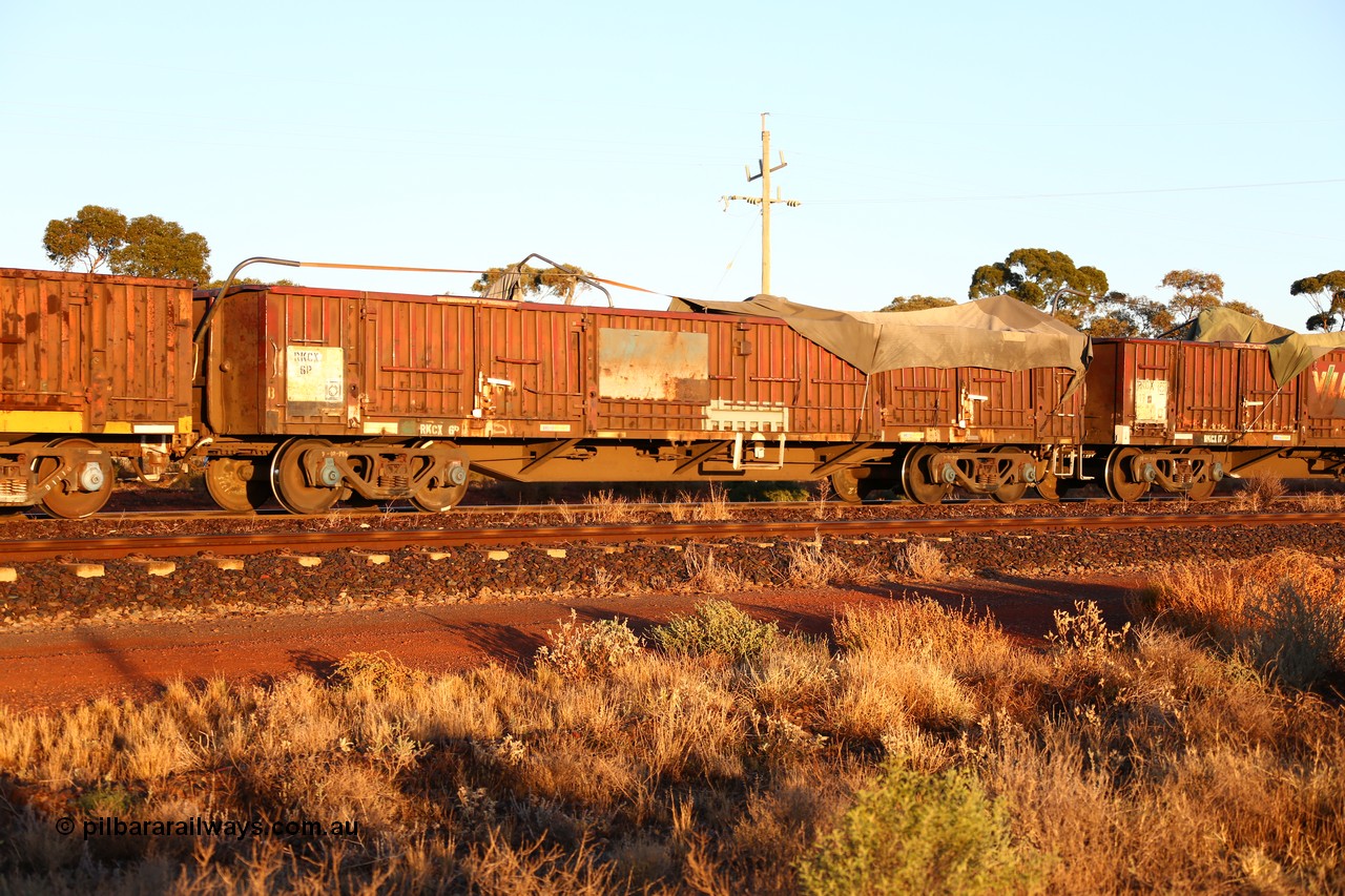 160522 2029
Parkeston, 5MP2 steel train, RKCX type open waggon RKCX 6, originally built by SAR Islington Workshops as an ELX type open waggon ELX 567 in 1966 as part of a batch of seventy waggon, was given to V/Line in 1986 following the derailment write off VOSX 6, with this waggon assuming that identity. Recoded to VCCX type in 1987, then in 1994 to RCCX type.
Keywords: RKCX-type;RKCX6;SAR-Islington-WS;ELX-type;AOBX-type;VOSX-type;VCCX-type;RCCX-type;