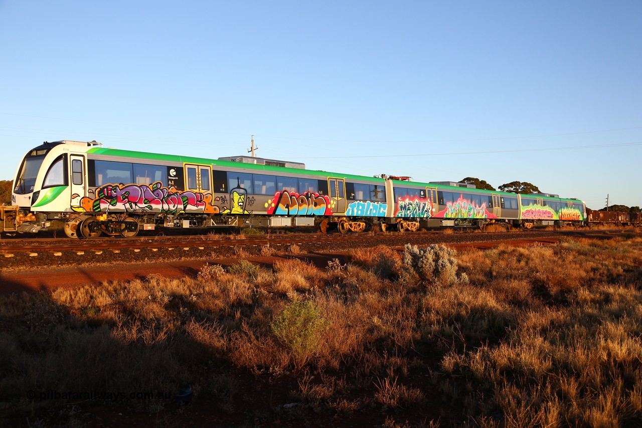 160522 2035
Parkeston, 5MP2 steel train, Trans-Perth electric B Set 116, driving car BEB 5116 being transferred from the manufacturer in Qld to Perth.
Keywords: BEB-class;BEB5116;Downer-Rail-Maryborough;