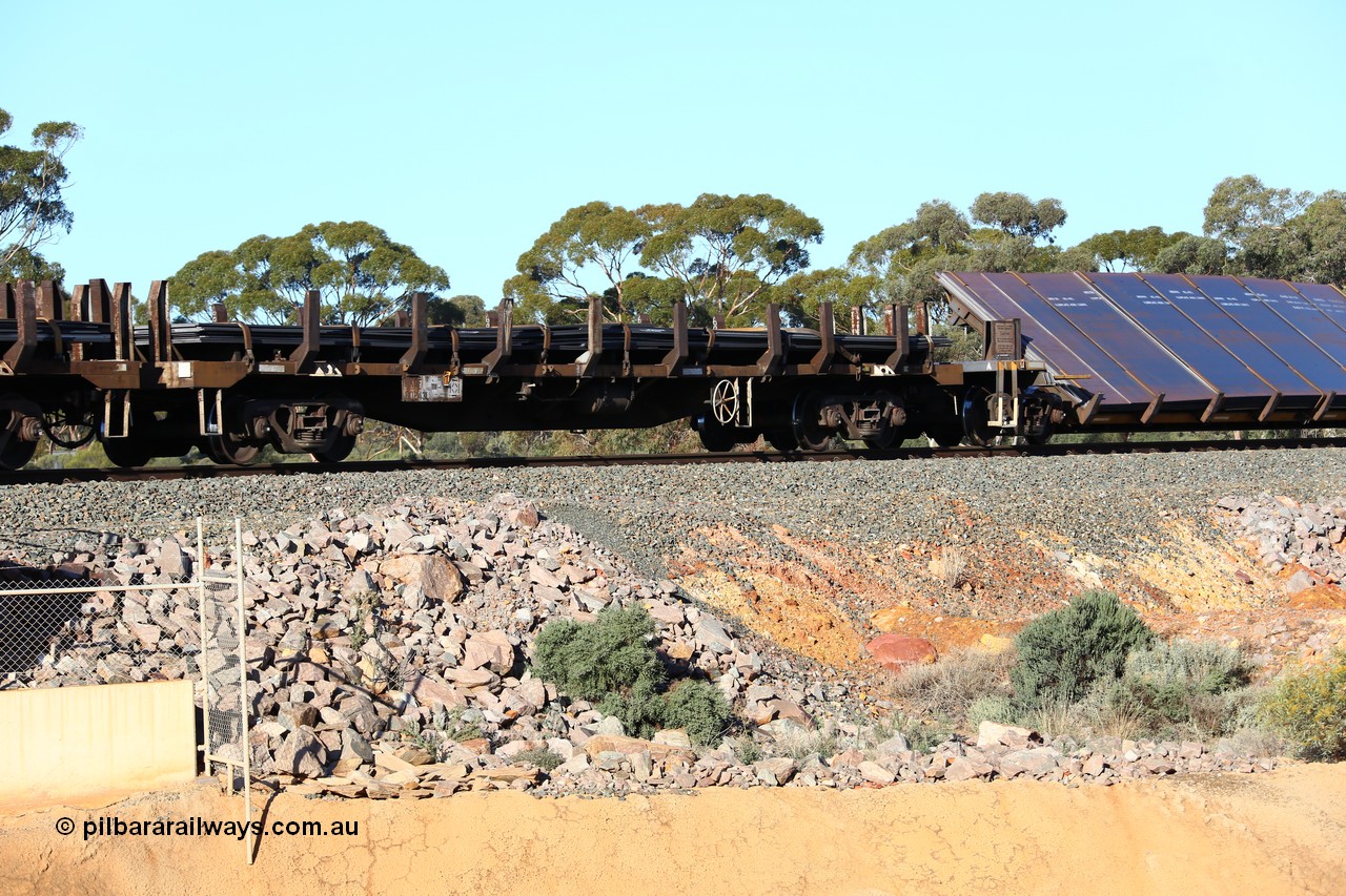 160522 2065
Binduli, 5MP2 steel train, RKQF 60243, originally built by Tulloch NSW as part of a batch of one hundred and thirty five JLY/JLX type louvre vans in 1969-70. Fifty six were converted at Bathurst to NQRX before further conversion to NKQX type steel plate waggon in 1989-90. Seen here loaded with steel plates.
Keywords: RKQF-type;RKQF60243;Tulloch-Ltd-NSW;JLY-type;NQRX-type;