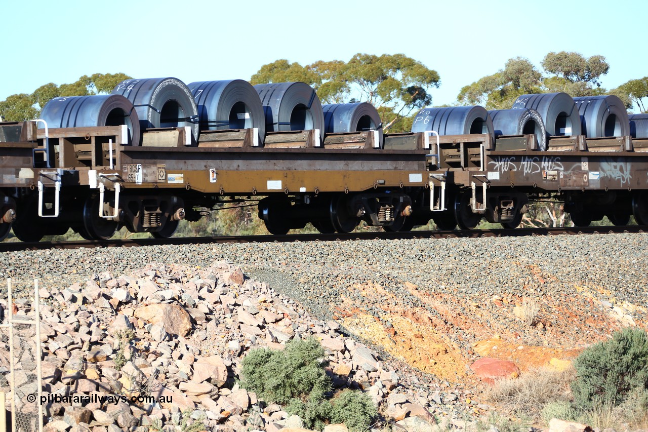 160522 2073
Binduli, 5MP2 steel train, RCSF 65 loaded with coils, former VR-V/Line CSX - VCSX coil steel waggon built by Victorian Railways Ballarat Nth Workshops 1972-73.
Keywords: RCSF-type;RCSF65;Victorian-Railways-Ballarat-Nth-WS;CSX-type;VCSX-type;