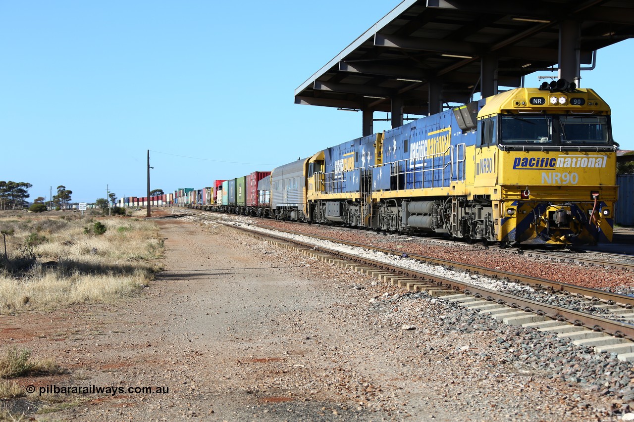 160522 2121
Parkeston, 6MP4 intermodal train stands at the fuel bay on the mainline with a pair of Goninan built GE model Cv40-9i NR class units NR 90 serial 7250-05/97-293 and NR 101 serial 7250-07/97-303.
Keywords: NR-class;NR90;Goninan;GE;Cv40-9i;7250-05/97-293;NR101;7250-07/97-303;