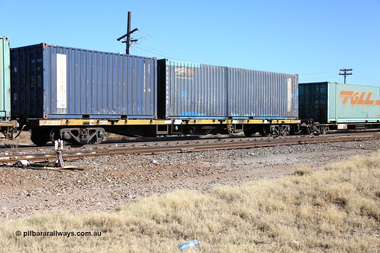 160522 2164
Parkeston, 6MP4 intermodal train, RQCY 847 container waggon built by V/Line Bendigo Workshops 1977 as FQX, then VQCX, with an Austrans sea2rail SCF 40' container AUSU 408248 and a 20' SCF SCFU 205492.
Keywords: RQCY-type;RQCY847;V/Line-Bendigo-WS;FQX-type;VQCX-type;