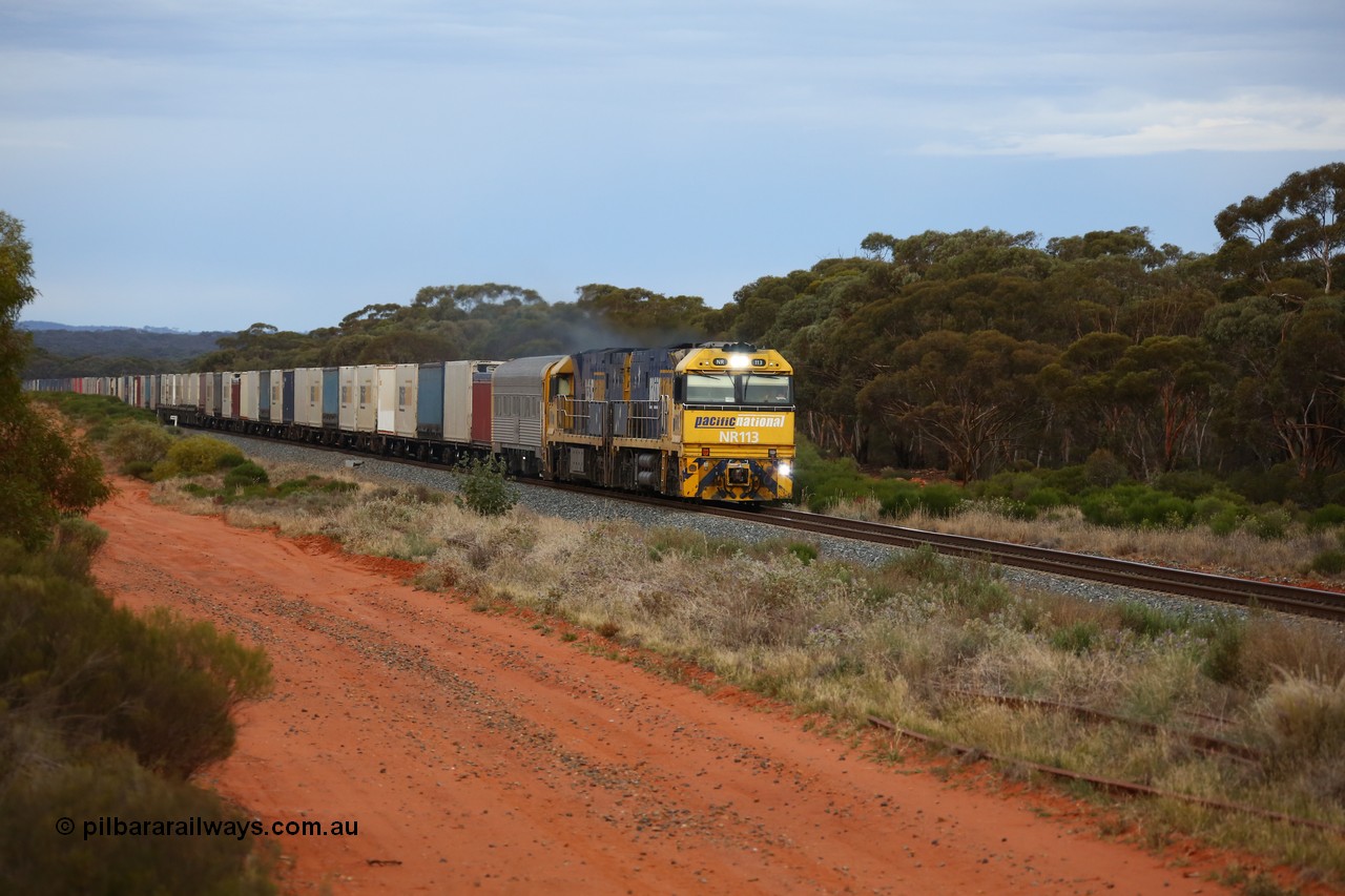 160524 3620
Binduli, Sydney bound 2PS7 priority service train races along past the 643 km behind Goninan built GE model Cv40-9i NR class unit NR 113 serial 7250-09/97-312, originally built for National Rail now in current owner Pacific National livery.
Keywords: NR-class;NR113;Goninan;GE;Cv40-9i;7250-09/97-312;