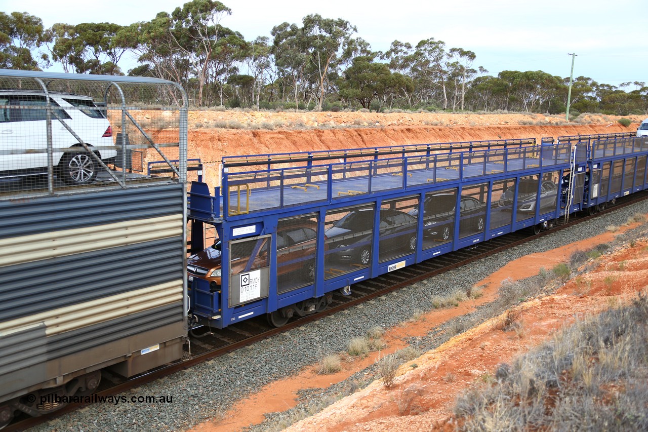 160524 3744
West Kalgoorlie, 2PM6 intermodal train, double deck automobile waggon RMOY 01011, one of thirteen built by Qiqihar Rollingstock Works China in 2014 for Pacific National.
Keywords: RMOY-type;RMOY01011;Qiqihar-Rollingstock-Works-China;