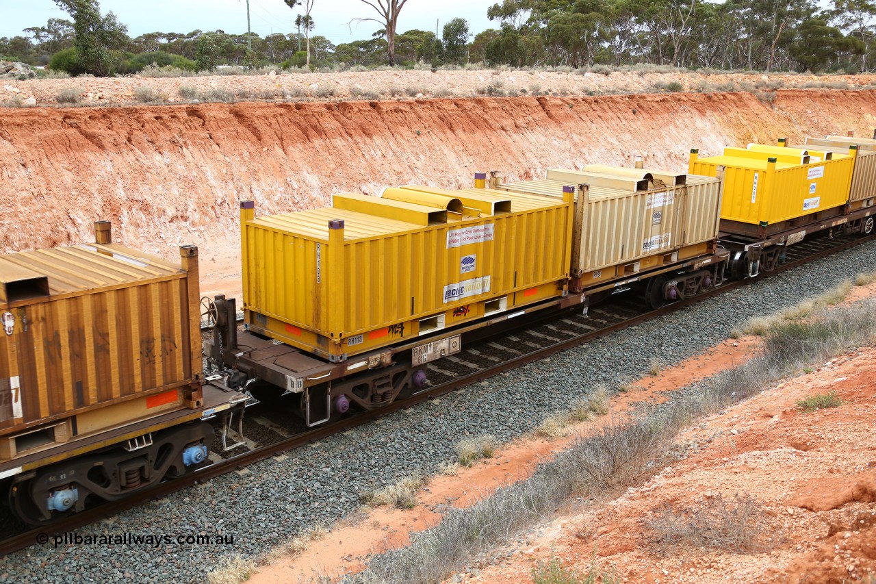 160524 4039
Binduli, Melbourne bound steel train service 3PM4, RKMY 61 carrying two butter box coil steel containers RH113 and RH-95, recently recoded from RKMX type, originally an ELF type waggon built by Victorian Railways Newport Workshops in 1962, several re-codes, ELX in 1964, VOCX in 1980, VOBX in 1983, ROBX in 1994, RKCX in 1995.
Keywords: RKMY-type;RKMY61;RKMX-type;Victorian-Railways-Newport-WS;ELF-type;ELX-type;VOCX-type;VOBX-type;ROBX-type;RKCX-type;