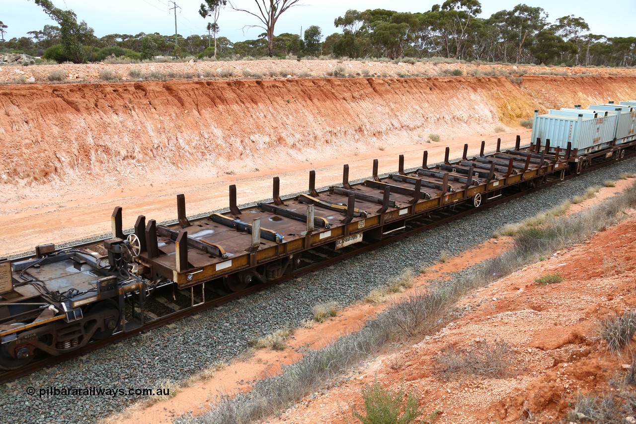 160524 4050
Binduli, Melbourne bound steel train service 3PM4, RKXF 60205 empty jumbo steel plate waggon, originally a NSW BCX type 75 foot long flat waggon built by Comeng NSW in 1971-72 with code BCX 21810. Other codes carried were NFBX, NQBX and NQDX, NKDX then RKXX before 70 tonne bogies were fitted in 1995 for the current code. 24th May 2016.
Keywords: RKXF-type;RKXF60205;Comeng-NSW;BCX-type;BCX21810;NFBX-type;NQBX-type;NQDX-type;NKDX-type;RKXX-type;