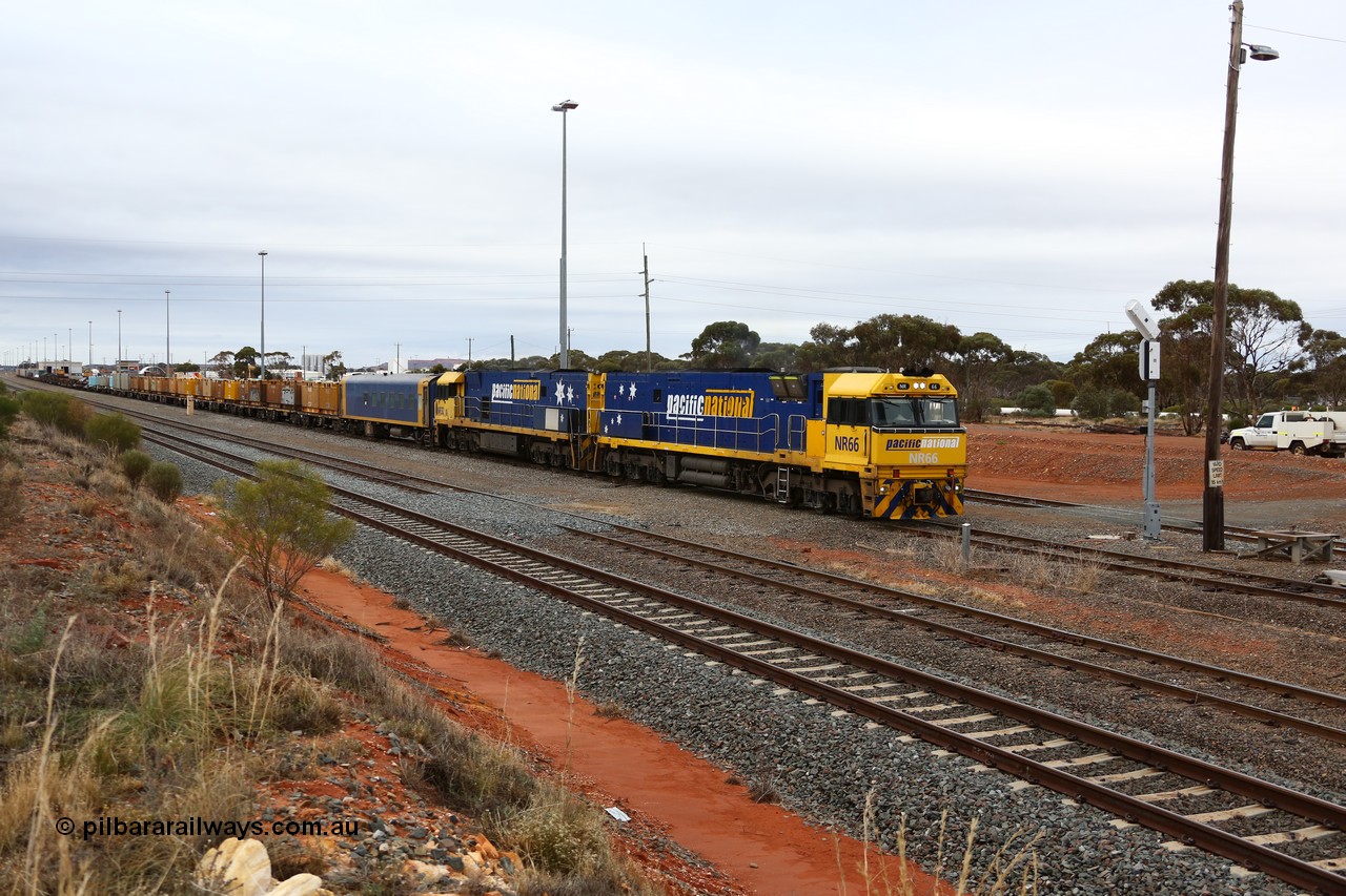 160524 4278
West Kalgoorlie, 1MP2 steel train behind a pair of Goninan built GE model Cv40-9i NR class units NR 66 serial 7250-12/96-268 and NR 32 serial 7250-06/97-234 starts departing the yard for Perth.
Keywords: NR-class;NR66;Goninan;GE;Cv40-9i;7250-12/96-268;