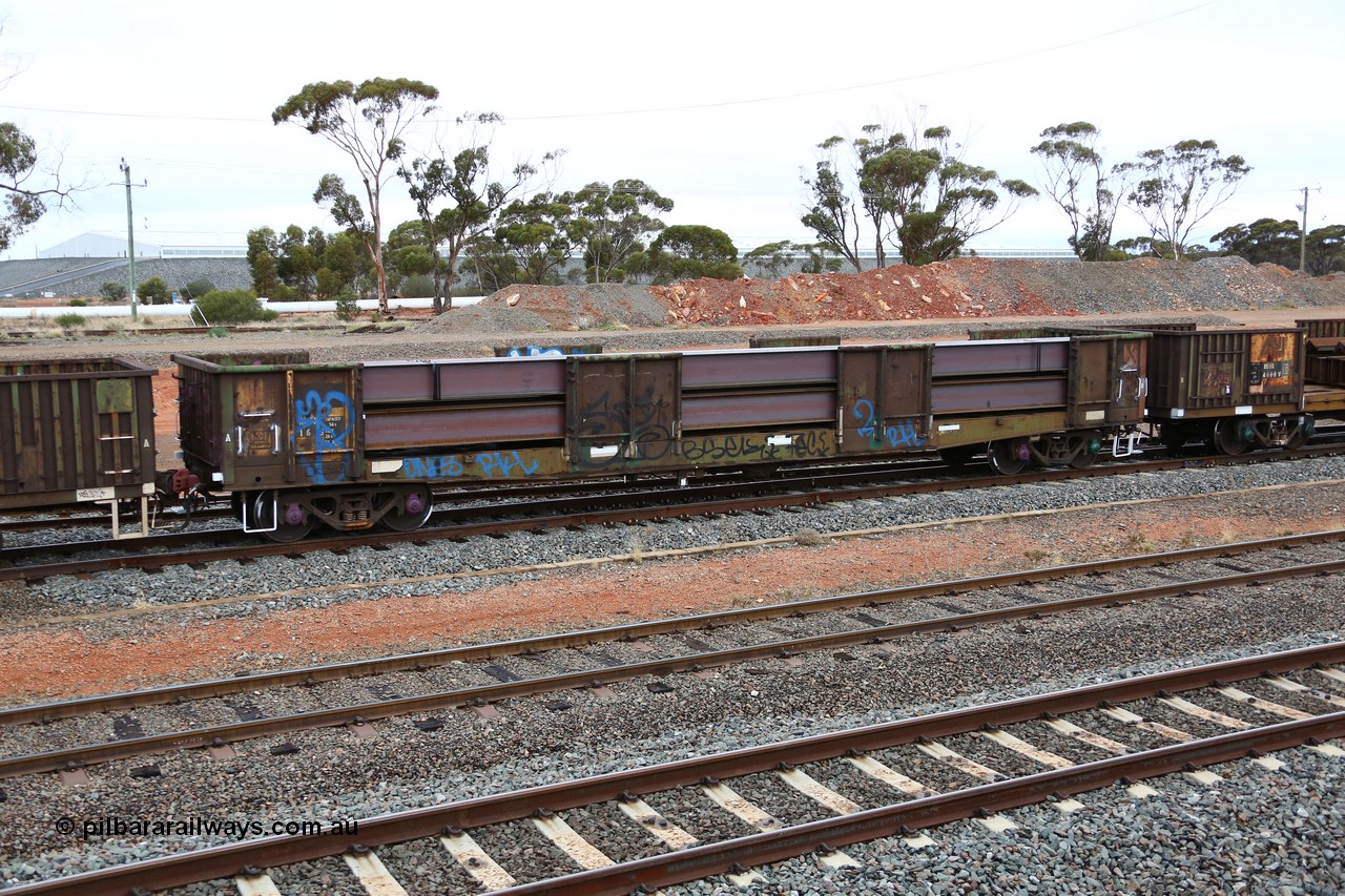 160524 4310
West Kalgoorlie, 1MP2 steel train, RKFX 16, originally built by SAR Islington Workshops as an SGMX type open waggon in a batch of eighty two built between 1969 and 1972. Recoded to AOFX, converted to steel traffic as AKFX type. Loaded with long products.
Keywords: RKFX-type;RKFX16;SAR-Islington-WS;SGMX-type;AOFX-type;AKFX-type;