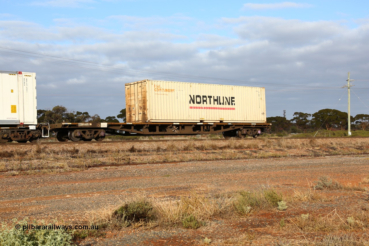 160525 4545
Parkeston, 3PM7 priority service train, RRKY 2379 container waggon, one of twenty five originally built by Perry Engineering SA in 1971 as RMX type, recoded to AQMX, with a Rail Containers 40' box lettered for Northline NLMB 411175.
Keywords: RRKY-type;RRKY2379;Perry-Engineering-SA;RMX-type;RM-type;AQMX-type;AQSY-type;RQKY-type;