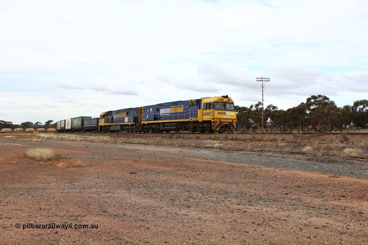 160526 5253
Parkeston, 3MP7 priority service train runs upgrade around the curve bound for Kalgoorlie and Perth behind Goninan built GE model Cv40-9i NR class units NR 82 serial 7250-03/97-284 and NR 49 serial 7250-08/97-251.
Keywords: NR-class;NR82;Goninan;GE;Cv40-9i;7250-03/97-284;