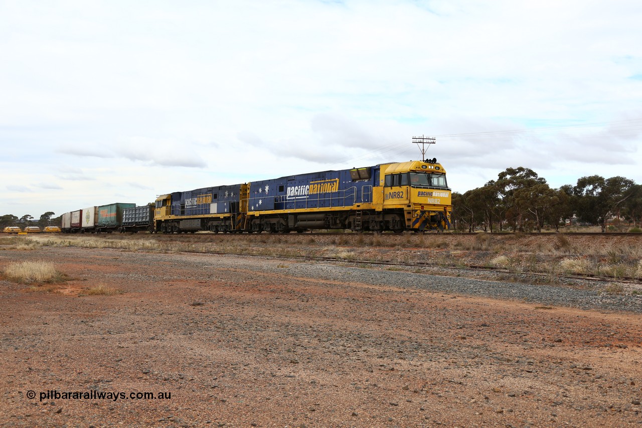 160526 5254
Parkeston, 3MP7 priority service train runs upgrade around the curve bound for Kalgoorlie and Perth behind Goninan built GE model Cv40-9i NR class units NR 82 serial 7250-03/97-284 and NR 49 serial 7250-08/97-251.
Keywords: NR-class;NR82;Goninan;GE;Cv40-9i;7250-03/97-284;