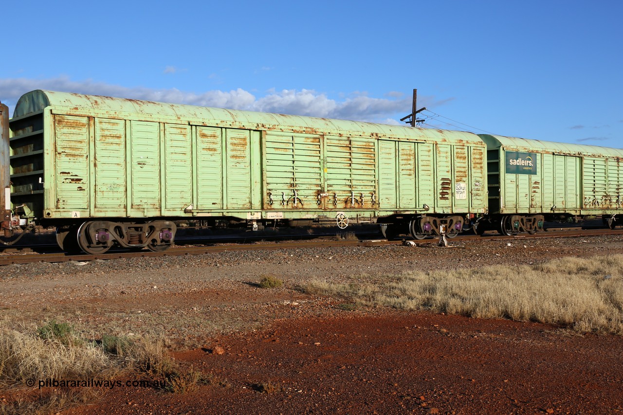 160528 8320
Parkeston, priority service 6PS7, RLUY 18724 louvre van, one of a one hundred and fifty batch order from Comeng NSW as KLY type built in 1975-76, recoded to NLKY, then NLUY, wearing Sadleirs green.
Keywords: RLUY-type;RLUY18724;Comeng-NSW;KLY-type;NLKY-type;NLUY-type;