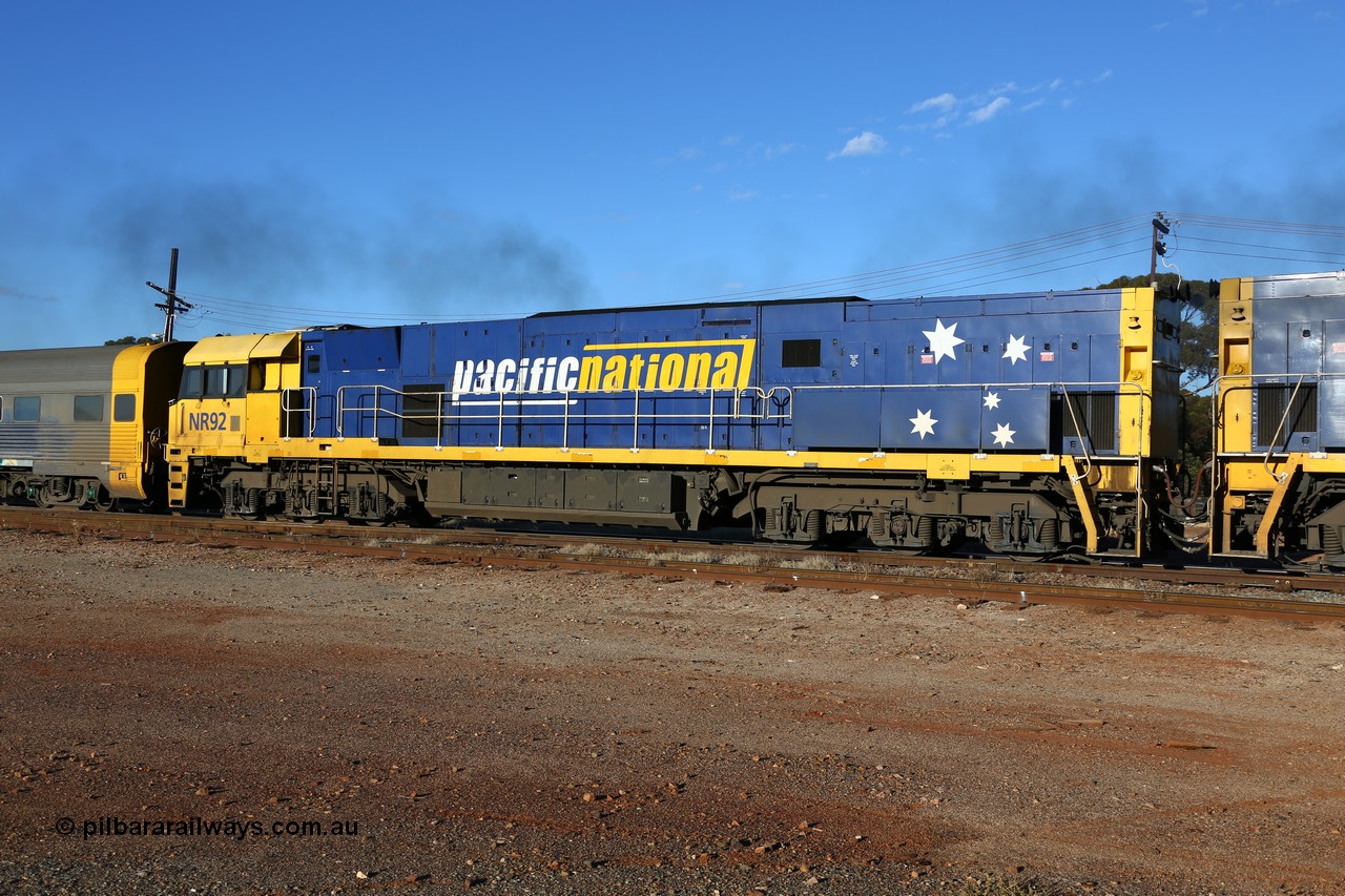 160528 8332
Parkeston, 5SP5 intermodal train, Goninan built GE model Cv40-9i NR class unit NR 92 serial 7250-05/97-291, originally built for National Rail now in current owner Pacific National livery.
Keywords: NR-class;NR92;Goninan;GE;Cv40-9i;7250-05/97-291;