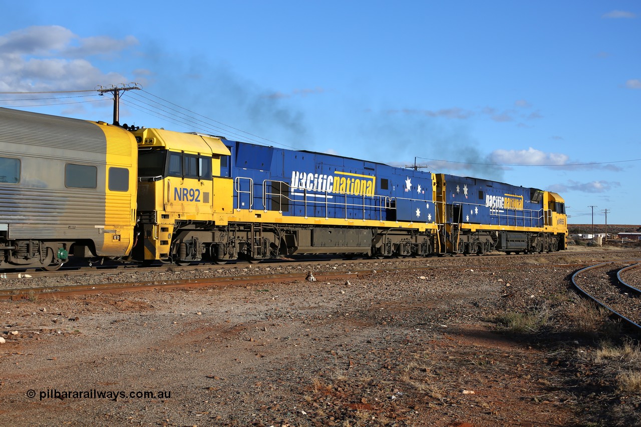 160528 8334
Parkeston, 5SP5 intermodal train, Goninan built GE model Cv40-9i NR class unit NR 92 serial 7250-05/97-291, originally built for National Rail now in current owner Pacific National livery.
Keywords: NR-class;NR92;Goninan;GE;Cv40-9i;7250-05/97-291;