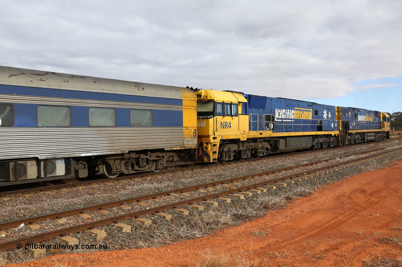 160529 8762
Parkeston, 6MP4 intermodal train, on the mainline behind Goninan built GE model Cv40-9i NR class unit NR 4 serial 7250-05/97-292.
Keywords: NR-class;NR4;Goninan;GE;Cv40-9i;7250-11/96-206;