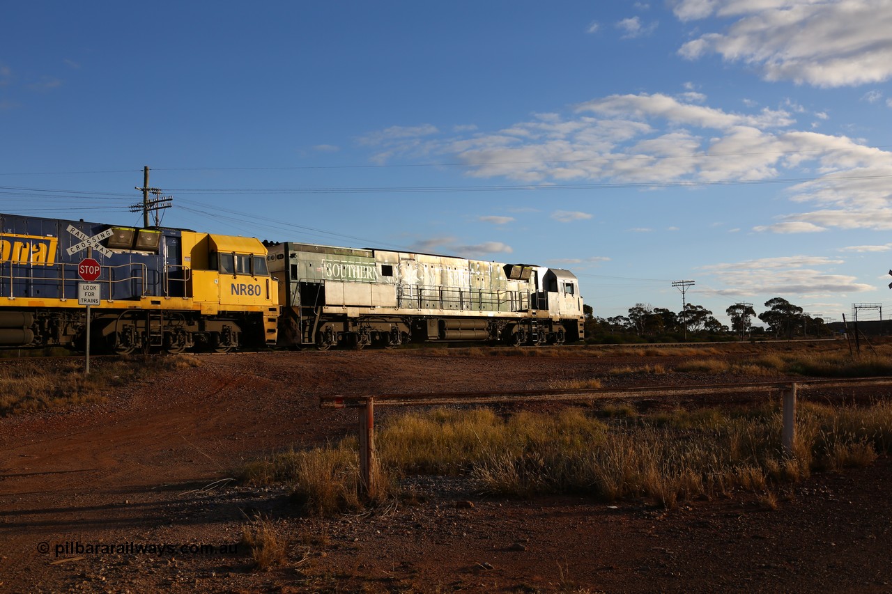 160529 9081
Parkeston, 7MP7 priority service train, Goninan built GE model Cv40-9i NR class unit NR 84 serial 7250-04/97-286 wears the Southern Spirit livery and is known as the Minty.
Keywords: NR-class;NR84;NR80;Goninan;GE;Cv40-9i;7250-04/97-286;7250-03/97-282;