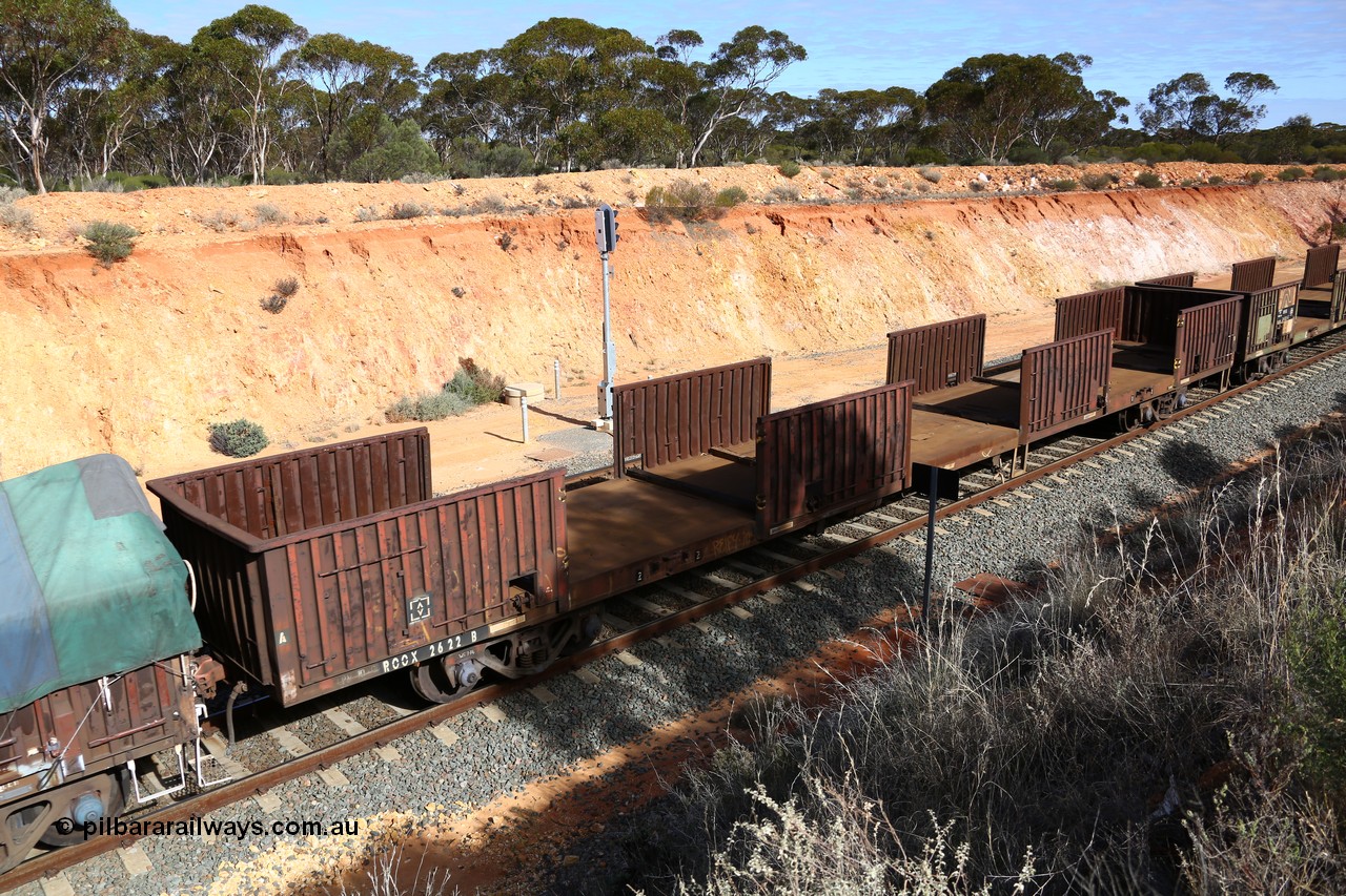 160531 9841
Binduli, 3PM4 steel train, ROOX 2622, one of forty open waggon built by Transfield WA in 1974 as type GOX, recoded AOOX, doors sealed and coded RKTX in 1994, then 1995 to ROKX for pipe traffic.
Keywords: ROOX-type;ROOX2623;Transfield-WA;GOX-type;AOOX-type;RKTX-type;ROKX-type;