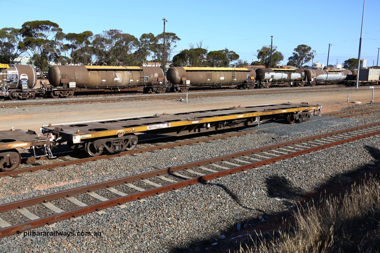 160531 9955
West Kalgoorlie, 3PM4 steel train, empty container waggon RQTY 620 originally built by Victorian Railways Newport Workshops between 1969-72 as part of a batch of two hundred FQX type container waggons, recoded to VQCX in c1979, Oct 1994 to National Rail as RQCX, Feb 1995 to RQCY.
Keywords: RQTY-type;RQTY620;Victorian-Railways-Newport-WS;FQX-type;VQCX-type;RQCX-type;RQCY-type;