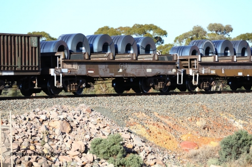 160522 2074
Binduli, 5MP2 steel train, RCSF 36 loaded with coils, former VR-V/Line CSX - VCSX coil steel waggon built by Victorian Railways Ballarat Nth Workshops 1972-73.
Keywords: RCSF-type;RCSF36;Victorian-Railways-Ballarat-Nth-WS;CSX-type;VCSX-type;