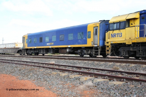 160522 2329
Parkeston, 7MP7 priority service train, Pacific National crew accommodation coach BRS 222, built by Victorian Railways Newport Workshops in 1952 as AS 16 First class, to BRS 2, then BS 222.
Keywords: BRS-type;BRS222;Victorian-Railways-Newport-WS;AS-type;AS16;BRS-type;BRS2;BS-type;BS222;
