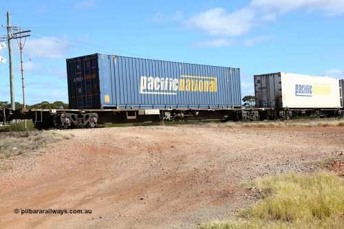 160522 2401
Parkeston, 7MP7 priority service train, RQJW 21957 80' jumbo container waggon, one of twenty five built by Mittagong Engineering NSW as JCW type in 1980-81, recoded to NQJW, then to National Rail in 1994/95. Carrying a 48' MFG1 type Pacific National box PNXD 4193.
Keywords: RQJW-type;RQJW2195;Mittagong-Engineering-NSW;JCW-type;NQJW-type;