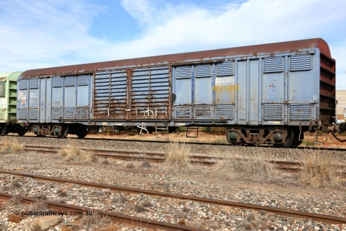 160523 3038
Parkeston, 7SP3 intermodal train, RLSY 18629 louvre van, one of one hundred fifty originally built by Comeng NSW as KLY in 1975-76, then recoded to NLKY and NLNY. Wearing Pacific National blue livery and signage, weathered condition.
Keywords: RLSY-type;RLSY18629;Comeng-NSW;KLY-type;NLKY-type;NLNY-type;