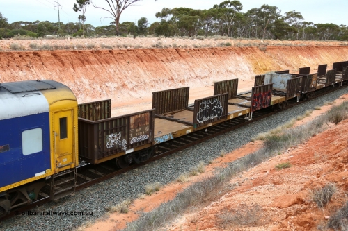 160524 4024
Binduli, Melbourne bound steel train service 3PM4, RKWY 4019, empty, built by Transfield WA in 1976 as type GOX, recoded to AOOX, then RKWY, then RKWF, still wears the AN logo.
Keywords: RKWY-type;RKWY4019;Transfield-WA;GOX-type;AOOX-type;RKWF-type;