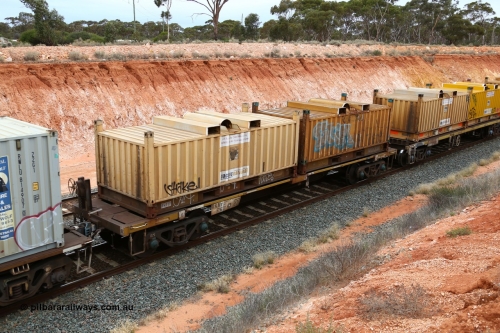 160524 4034
Binduli, Melbourne bound steel train service 3PM4, RKMY 57, recently recoded from RKMX, originally an ELX waggon, heavily modified to cart butter boxes, either ex Victorian Railways or SAR ELX type waggon.
Keywords: RKMY-type;RKMY57;RKMX-type;ELX-type;VOBX-type;