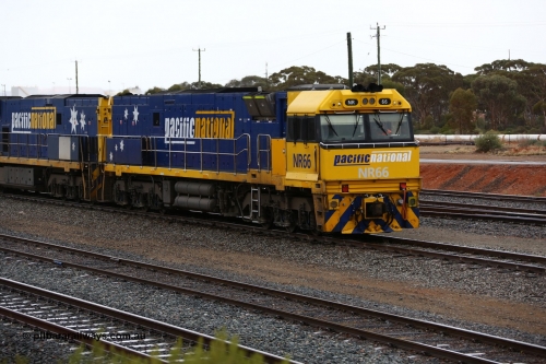 160524 4237
West Kalgoorlie, 1MP2 steel train, a Goninan built GE model Cv40-9i NR class unit NR 66 serial 7250-12/96-268 wears current owner's Pacific National livery.
Keywords: NR-class;NR66;Goninan;GE;Cv40-9i;7250-12/96-268;