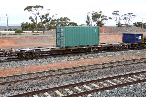 160524 4314
West Kalgoorlie, 1MP2 steel train, RQTY 35 loaded with a Royal Wolf lease 25G1 type 20' box RWLU 724457. Originally built by SAR Islington Workshops as an FQX type waggon in a batch of seventy two between 1970 and 1972.
Keywords: RQTY-type;RQTY35;SAR-Islington-WS;FQX-type;AQCX-type;