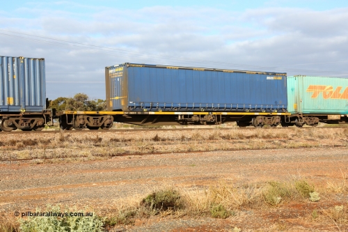 160525 4507
Parkeston, 3PM7 priority service train, RQAY 21859 container waggon, one of a hundred waggons built in 1981 by EPT NSW as type NQAY, recoded to RQAY in 1994. Pacific National 48' curtainsider PNXC 5647.
Keywords: RQAY-type;RQAY21859;EPT-NSW;NQAY-type;