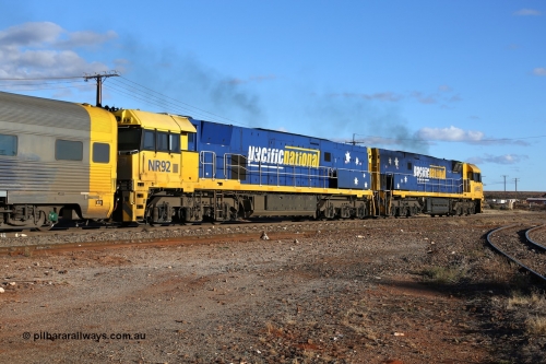 160528 8334
Parkeston, 5SP5 intermodal train, Goninan built GE model Cv40-9i NR class unit NR 92 serial 7250-05/97-291, originally built for National Rail now in current owner Pacific National livery.
Keywords: NR-class;NR92;Goninan;GE;Cv40-9i;7250-05/97-291;
