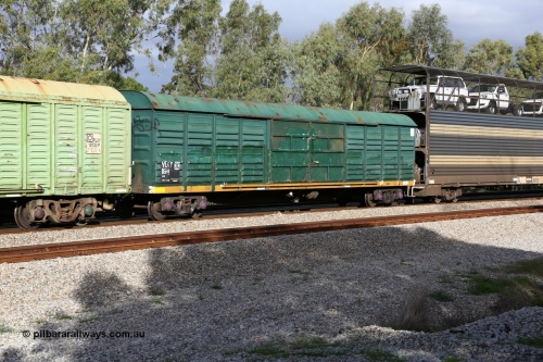 160609 0398
Woodbridge, 5PM5 intermodal train, VLEY 16 louvre van, started life as Victorian Railways Ballarat North Workshops built VSX type louvre van VSX 1048 in 1976, recoded to VLEX in 1979, VLEY in 1980, and to VLNX 2 in 1981 for newsprint traffic, again recoded for rice traffic to VLRX in 2003 and then possibly back to VLEY sometime after 2005. In Freight Australia green with yellow band.
Keywords: VLEY-type;VLEY16;Victorian-Railways-Ballarat-Nth-WS;VSX-type;VSX1048;VLEW-type;VLNX-type;VLRX-type;