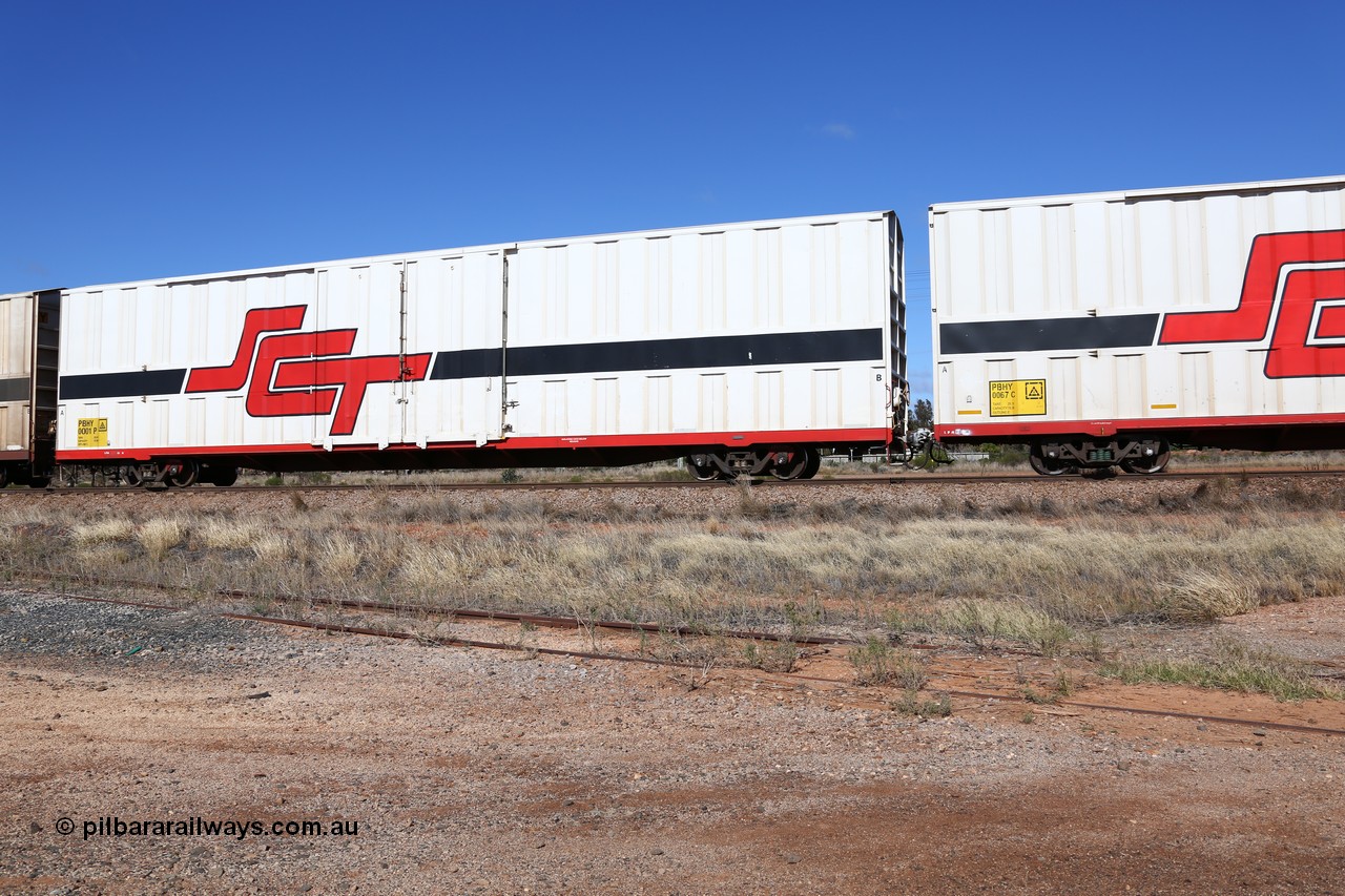 160522 2224
Parkeston, SCT train 6MP9 operating from Melbourne to Perth, PBHY type covered van PBHY 0001 Greater Freighter, type leader of thirty five units built by Gemco WA in 2005.
Keywords: PBHY-type;PBHY0001;Gemco-WA;