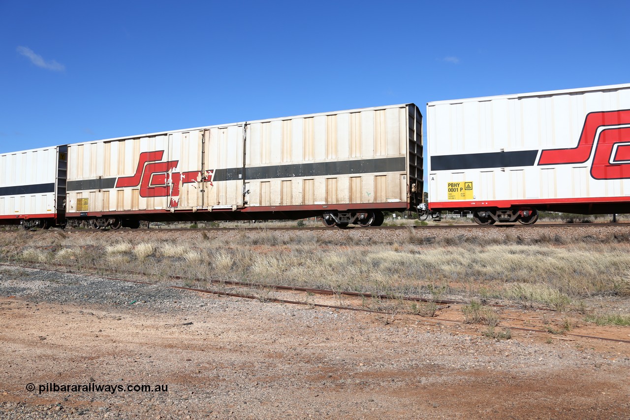 160522 2225
Parkeston, SCT train 6MP9 operating from Melbourne to Perth, PBHY type covered van PBHY 0012 Greater Freighter, one of thirty five units built by Gemco WA in 2005.
Keywords: PBHY-type;PBHY0012;Gemco-WA;