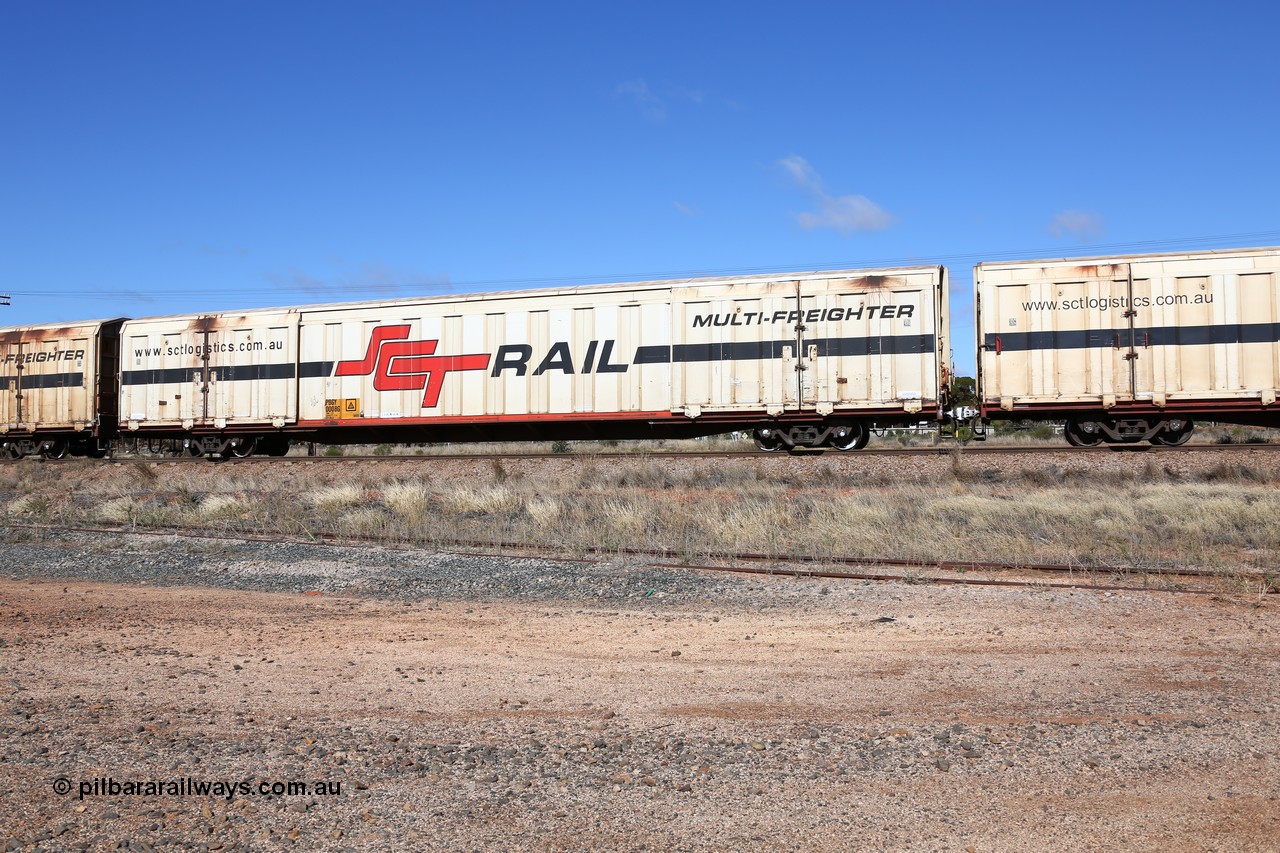 160522 2243
Parkeston, SCT train 6MP9 operating from Melbourne to Perth, PBGY type covered van PBGY 0008 Multi-Freighter, one of eighty two waggons built by Queensland Rail Redbank Workshops in 2005.
Keywords: PBGY-type;PBGY0008;Qld-Rail-Redbank-WS;