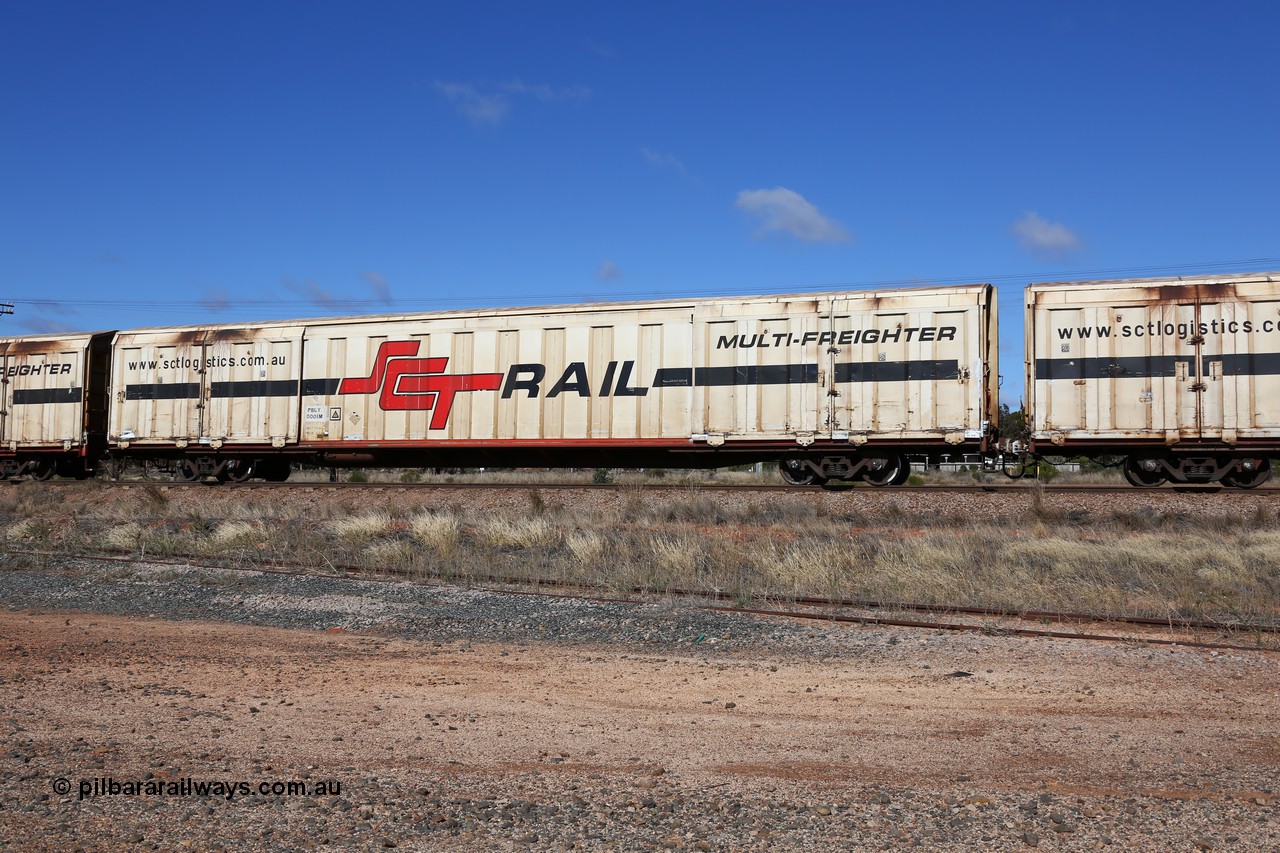 160522 2270
Parkeston, SCT train 6MP9 operating from Melbourne to Perth, PBGY type covered van PBGY 0001 Multi-Freighter, waggon type leader of eighty two waggons built by Queensland Rail Redbank Workshops in 2005.
Keywords: PBGY-type;PBGY0001;Qld-Rail-Redbank-WS;