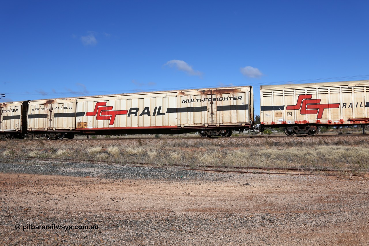 160522 2284
Parkeston, SCT train 6MP9 operating from Melbourne to Perth, PBGY type covered van PBGY 0049 Multi-Freighter, one of eighty two waggons built by Queensland Rail Redbank Workshops in 2005.
Keywords: PBGY-type;PBGY0049;Qld-Rail-Redbank-WS;