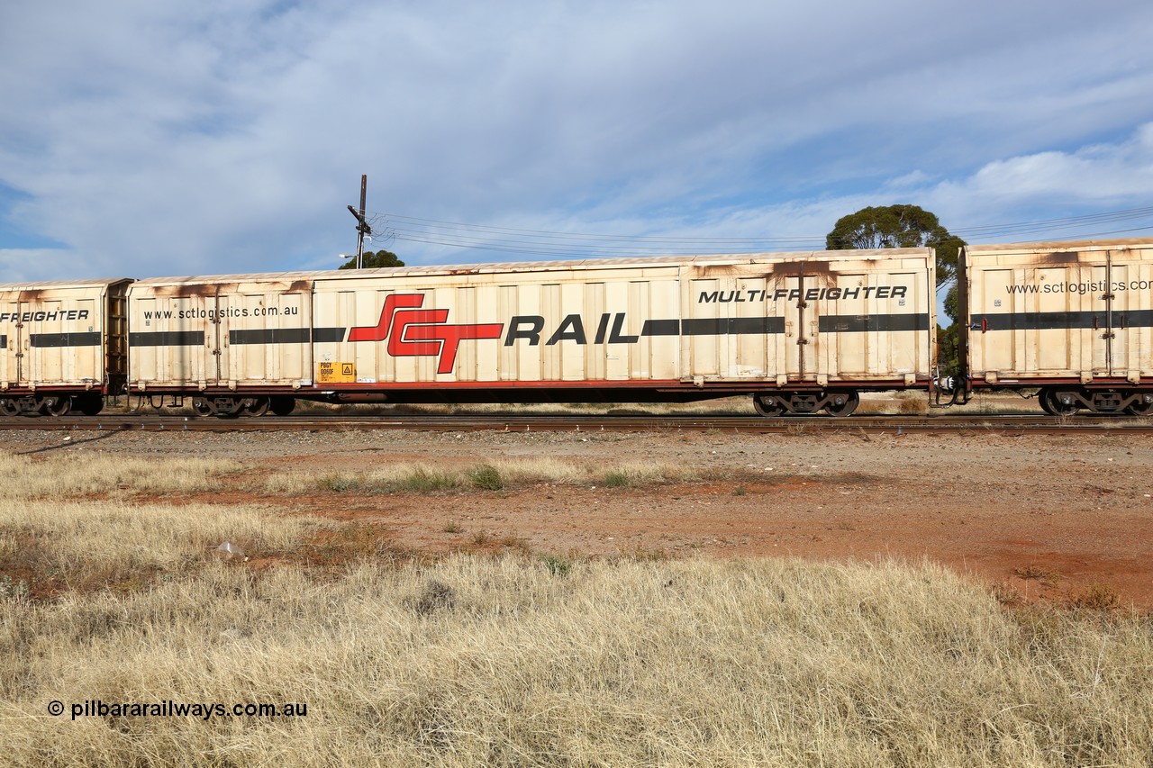 160523 2921
Parkeston, SCT train 7GP1 which operates from Parkes NSW (Goobang Junction) to Perth, PBGY type covered van PBGY 0060 Multi-Freighter, one of eighty two waggons built by Queensland Rail Redbank Workshops in 2005.
Keywords: PBGY-type;PBGY0060;Qld-Rail-Redbank-WS;