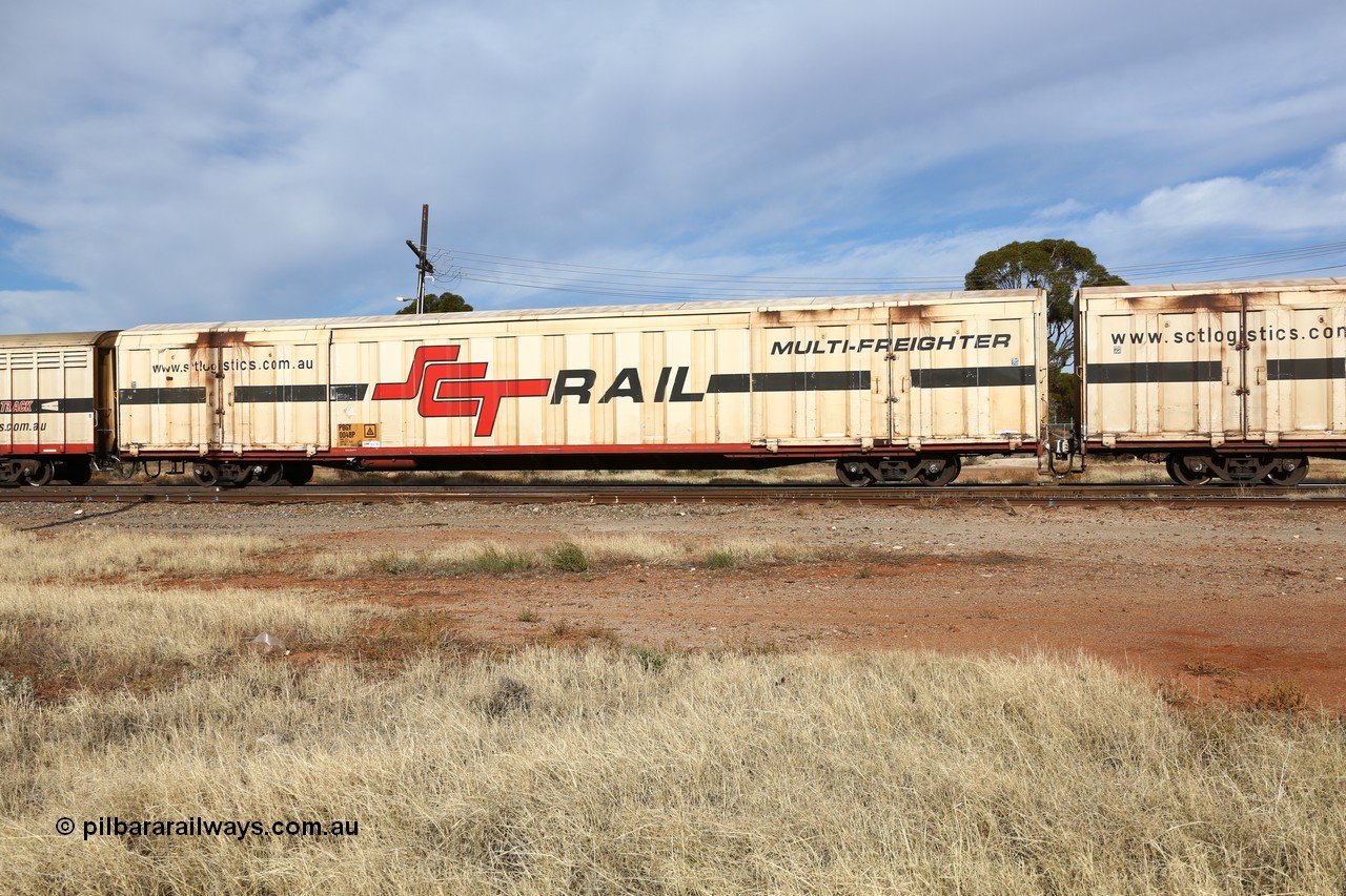 160523 2922
Parkeston, SCT train 7GP1 which operates from Parkes NSW (Goobang Junction) to Perth, PBGY type covered van PBGY 0048 Multi-Freighter, one of eighty two waggons built by Queensland Rail Redbank Workshops in 2005.
Keywords: PBGY-type;PBGY0048;Qld-Rail-Redbank-WS;
