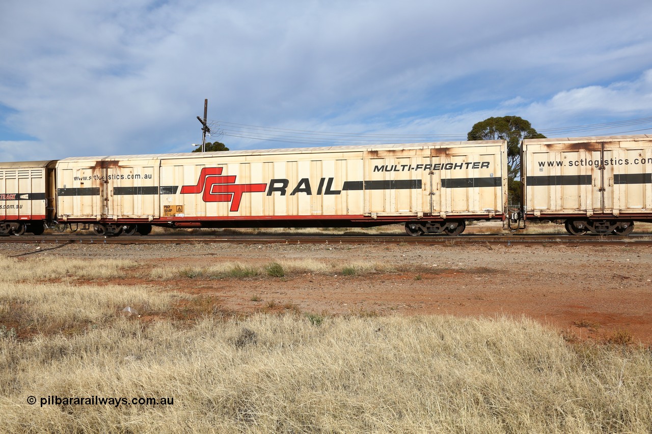 160523 2922
Parkeston, SCT train 7GP1 which operates from Parkes NSW (Goobang Junction) to Perth, PBGY type covered van PBGY 0048 Multi-Freighter, one of eighty two waggons built by Queensland Rail Redbank Workshops in 2005.
Keywords: PBGY-type;PBGY0048;Qld-Rail-Redbank-WS;