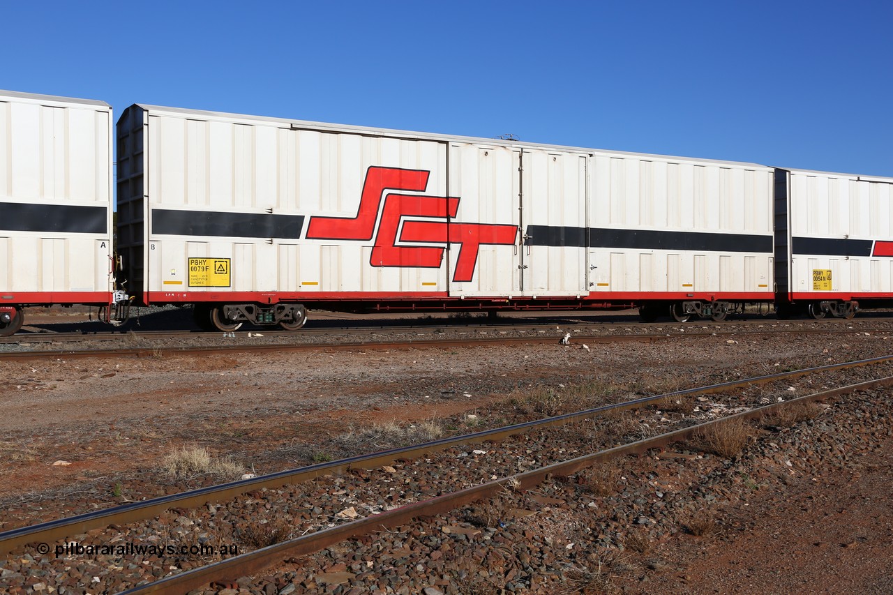 160530 9097
Parkeston, SCT train 1PM9 operates mostly empty from Perth to Melbourne, PBHY type covered van PBHY 0079 Greater Freighter, built by CSR Meishan Rolling Stock Co China in 2014.
Keywords: PBHY-type;PBHY0079;CSR-Meishan-China;