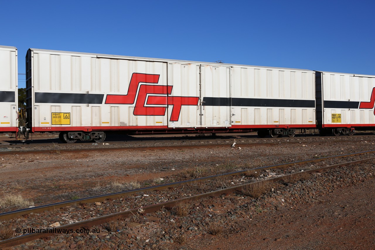 160530 9100
Parkeston, SCT train 1PM9 operates mostly empty from Perth to Melbourne, PBHY type covered van PBHY 0092 Greater Freighter, built by CSR Meishan Rolling Stock Co China in 2014.
Keywords: PBHY-type;PBHY0092;CSR-Meishan-China;