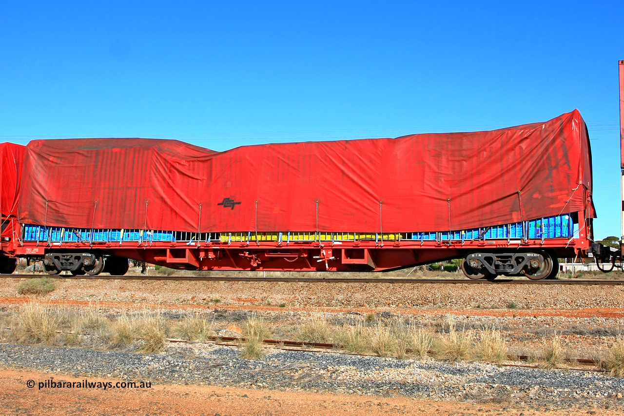 100603 8980
Parkeston, SCT train 3MP9, PQCY type waggon PQCY 532 fitted with bulkheads for tarped loading. Originally built by Victorian Railways Newport workshops as an FQX type container waggon in a batch of two hundred in June 1969, recoded to FQF November 1977 and to VQCY in August 1979. Loaded with timber products.
Keywords: PQCY-type;PQCY532;Victorian-Railways-Newport-WS;FQX-type;FQF-type;VQCY-type;