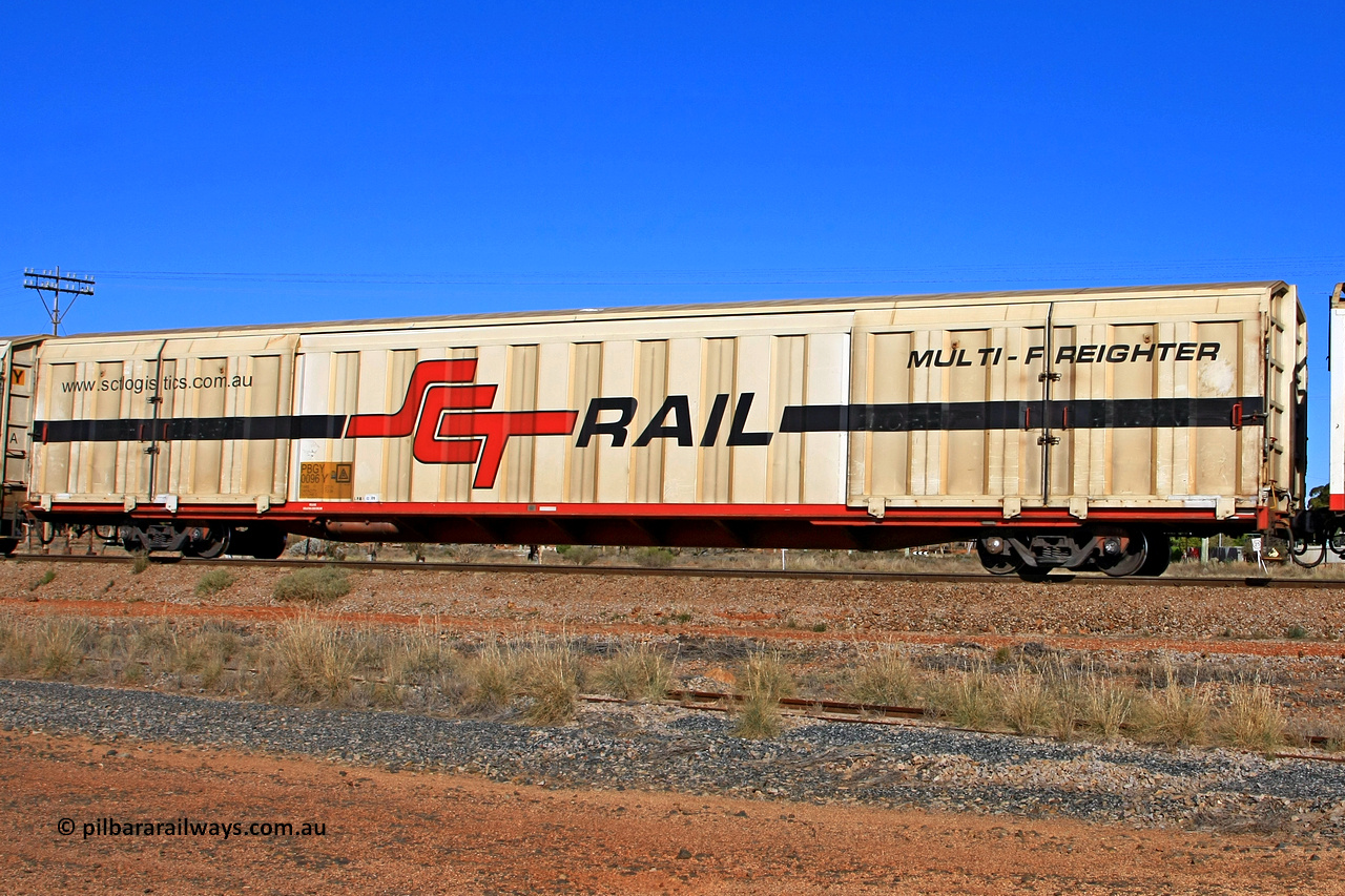 100603 9010
Parkeston, SCT train 3MP9, PBGY type covered van PBGY 0093 Multi-Freighter, one of eighty units built by Gemco WA in 2008.
Keywords: PBGY-type;PBGY0096;Gemco-WA;